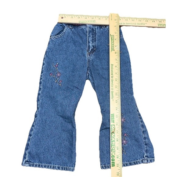 Vintage Oshkosh B'Gosh Tide Flared Jeans Floral Embroidered 100% Cotton Girls 3T - Picture 6 of 6